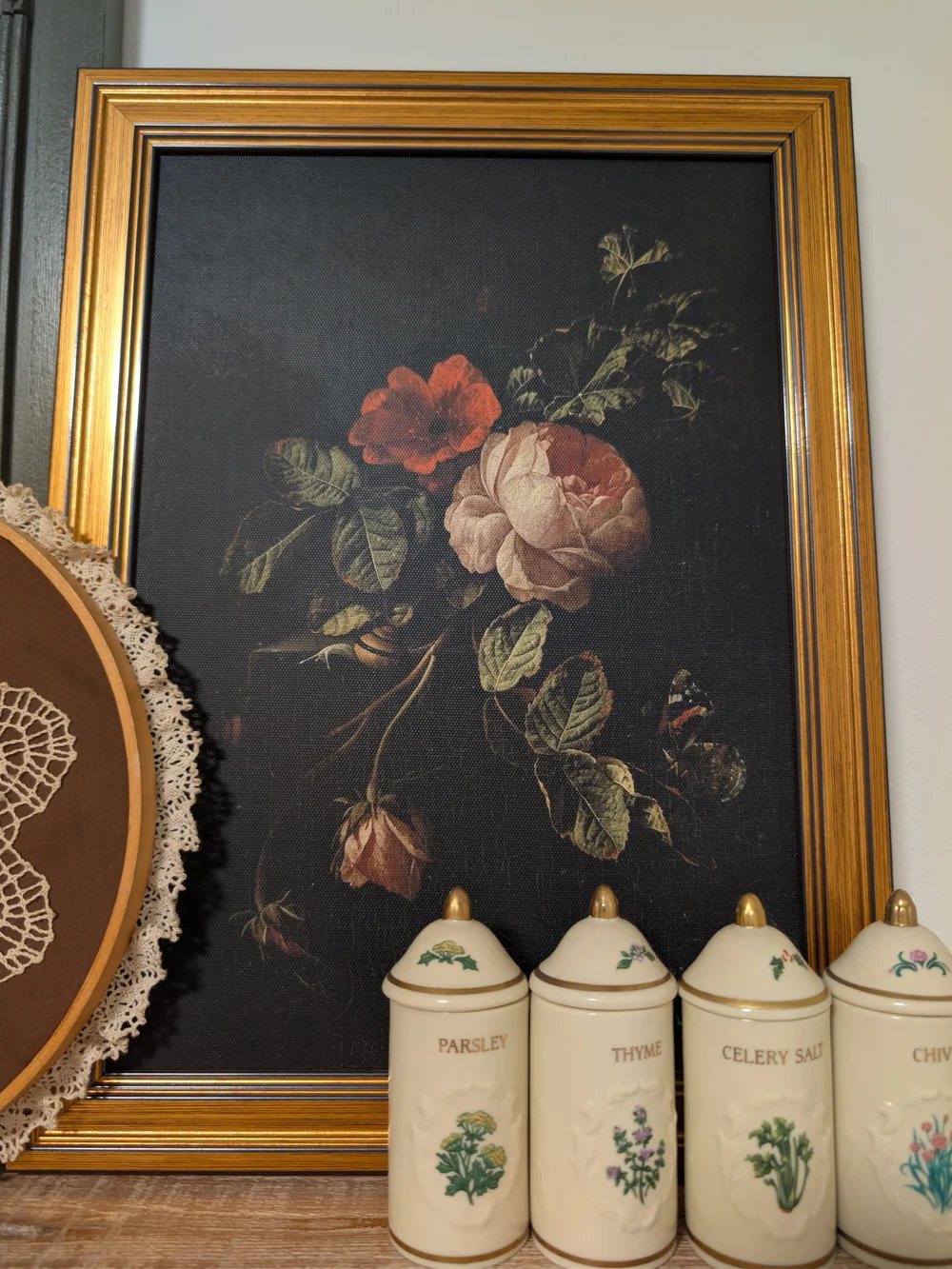 Gold Framed Floral Wall Art Print - Pink & Red Rose Botanical